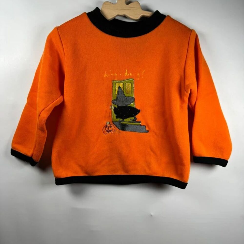 Funstuff VTG Kids Halloween Long Sleeve Top Orange Black 18 Months Spooky Fall